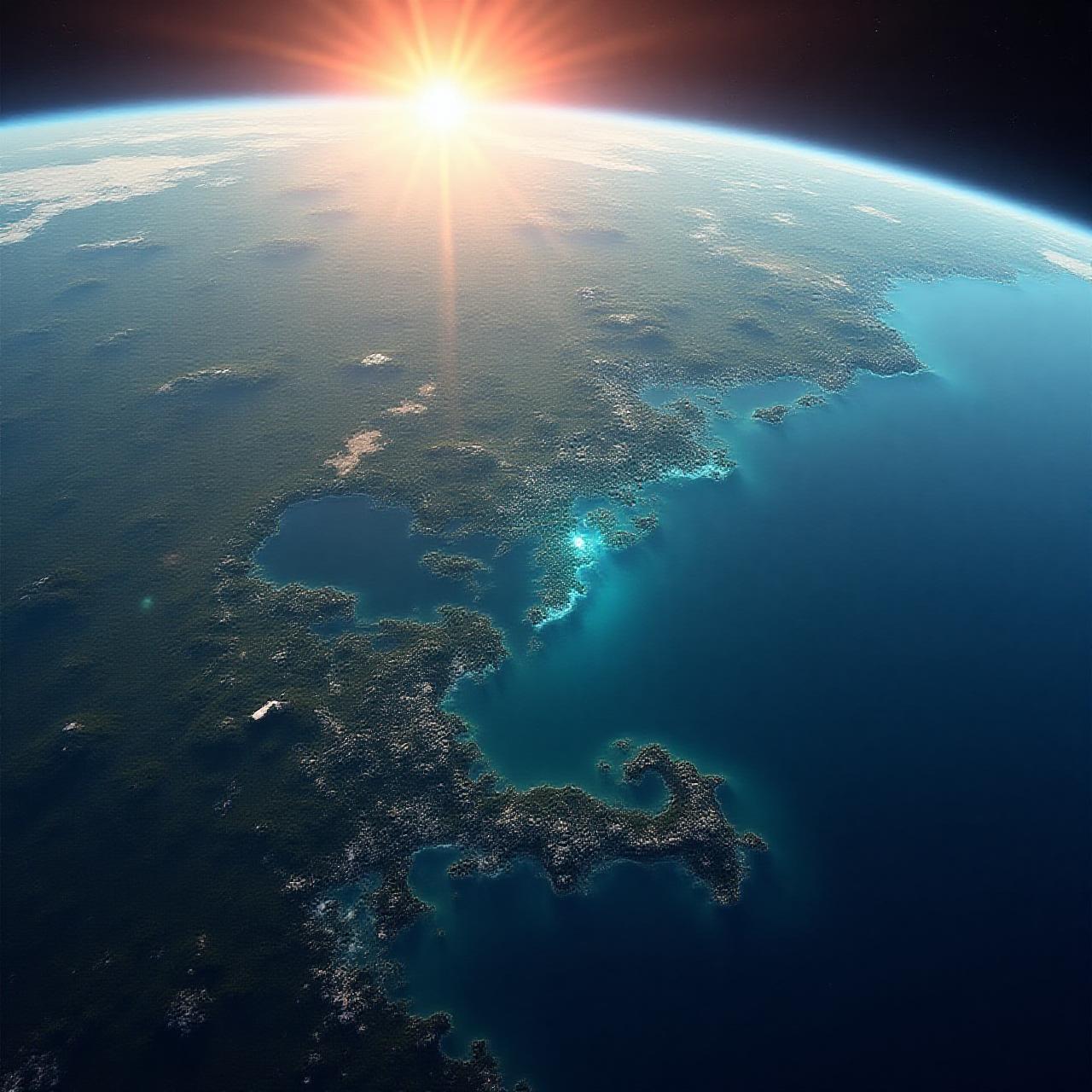 Satellite view of Earth showing vibrant green ecosystems