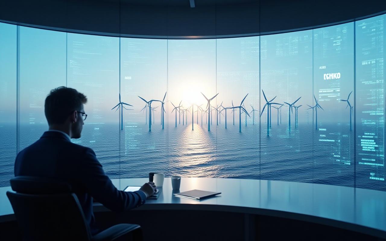 Abstract visualization of clean energy and data flow